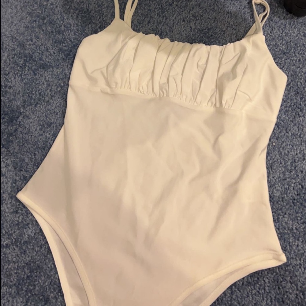 White Ruched Bodysuit